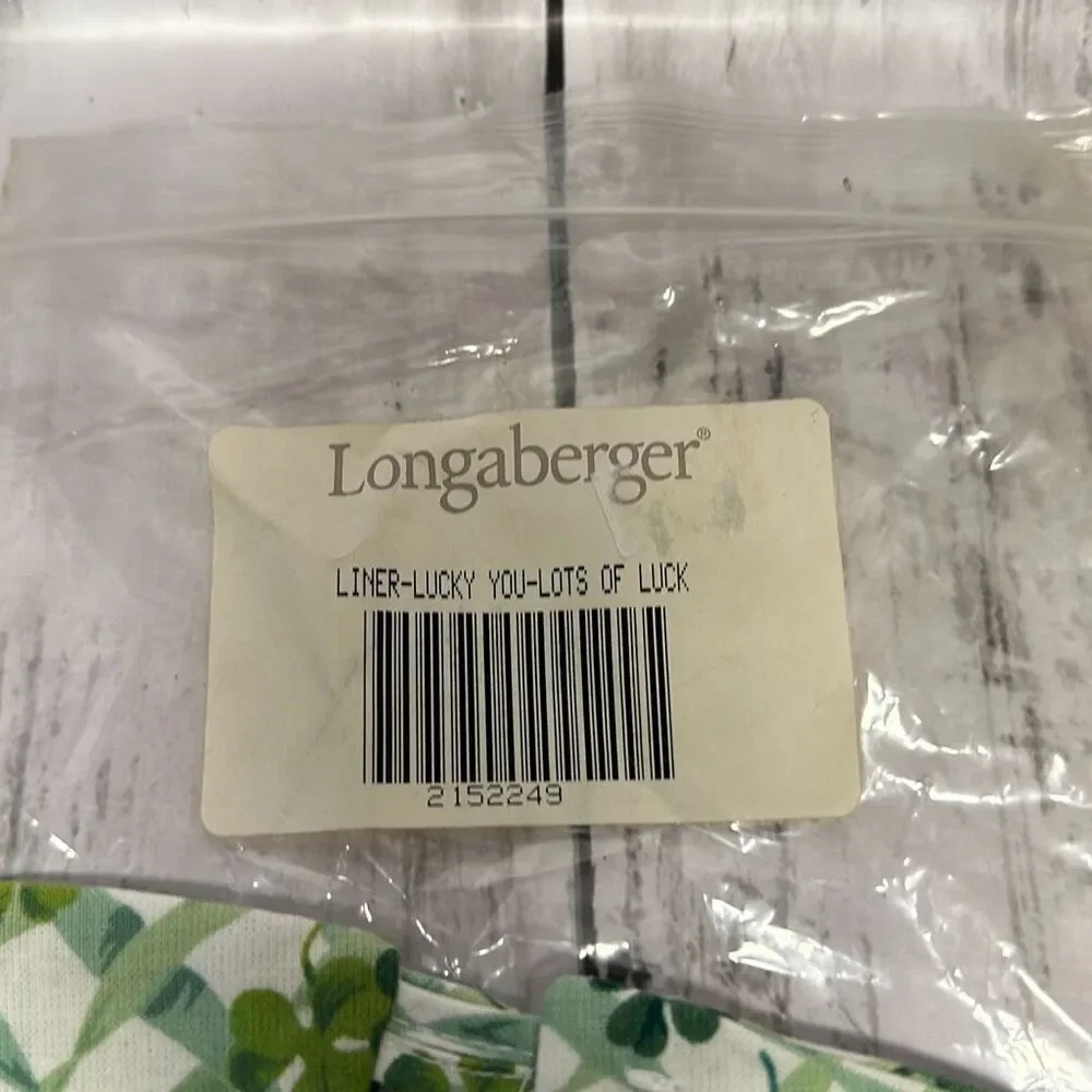 LONGABERGER 2002  LOT‎ of LUCK Lucky You Basket SHAMROCK Liner #2152249 - NIP